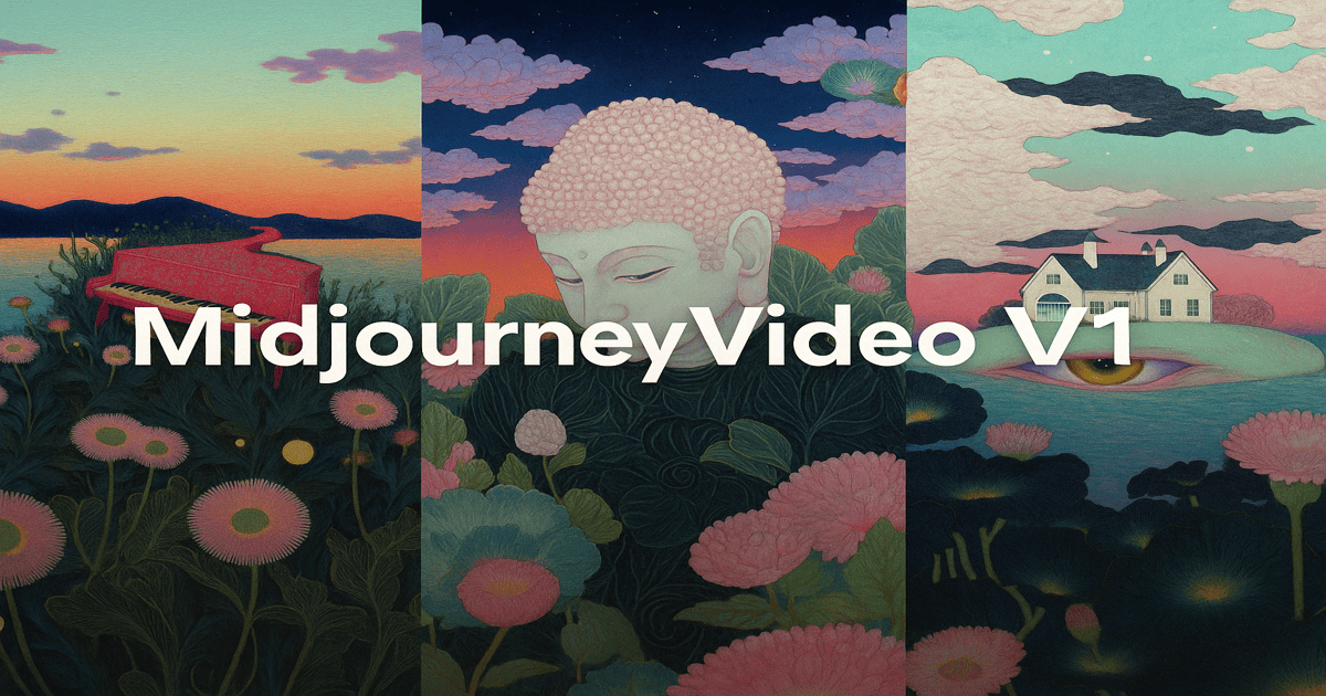 Trois scènes oniriques avec le texte « MidjourneyVideo V1 »
